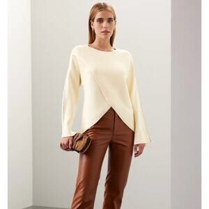 Love, Whit by Whitney Port Sweater Womens X Large Cream Crisscross Ribbed Knit